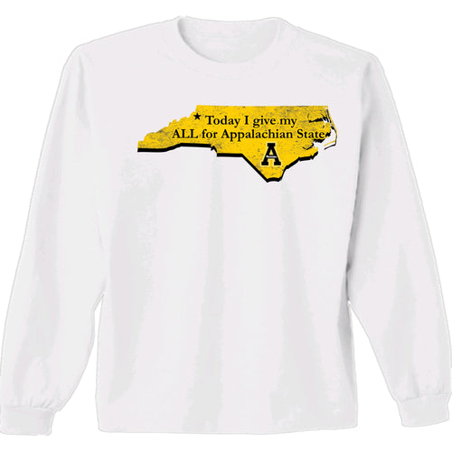 Appalachian State Today I Give My ALL Long Sleeve White T-shirt