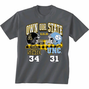 Appalachian State Victory Over UNC T-shirt- Charcoal Grey