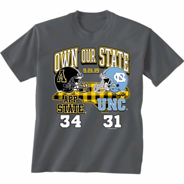 Appalachian State Victory Over UNC T-shirt- Charcoal Grey